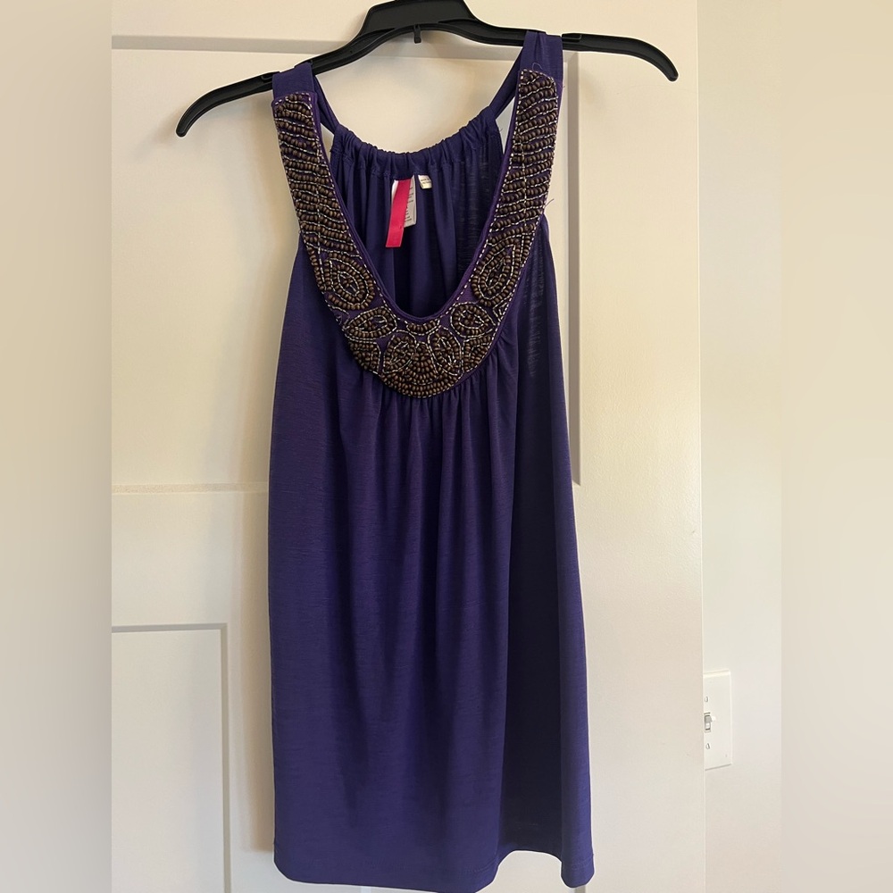 No Boundaries Purple Beaded Tank Top